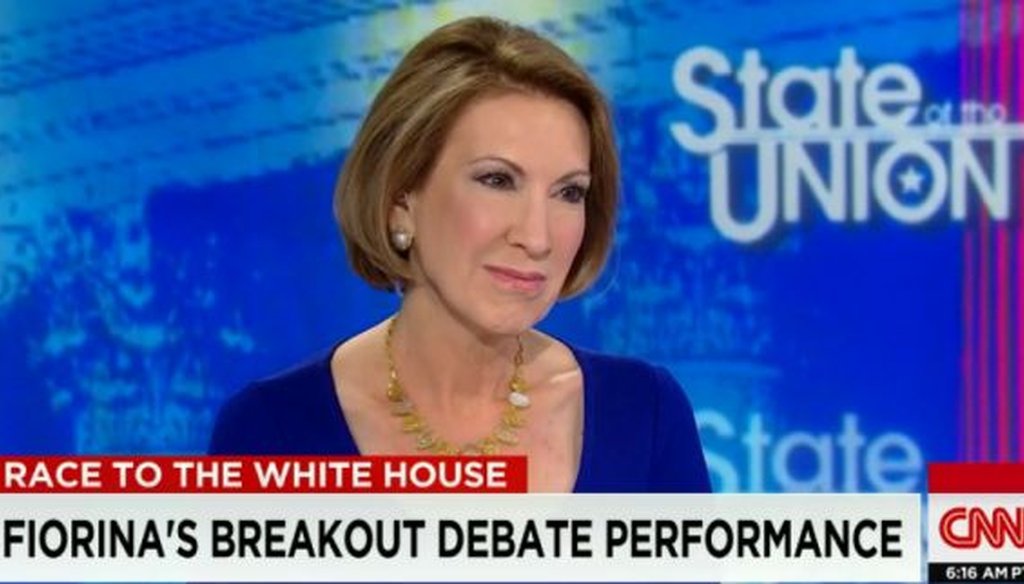 Republican presidential candidate Carly Fiorina appears on CNN's "State of the Union" (screenshot).