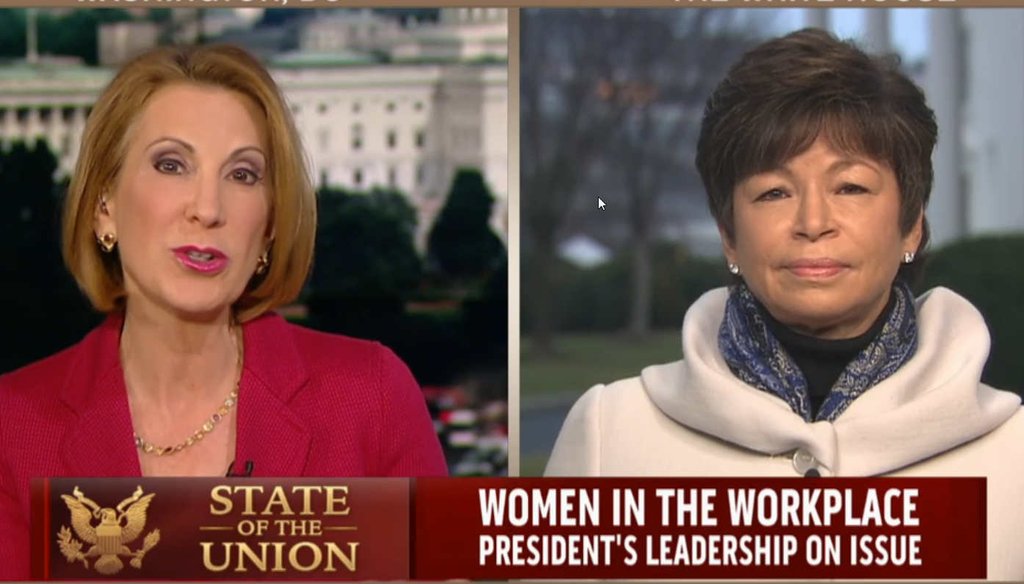 Former Hewlett Packard CEO Carly Fiorina challenges Obama adviser Valerie Jarrett on gender pay bias in the White House.