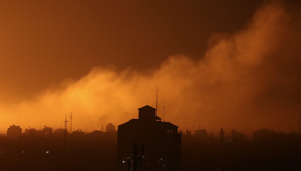 Fire and smoke rise following Israeli airstrikes in northern Gaza Strip, Monday, Oct. 30, 2023. (AP)