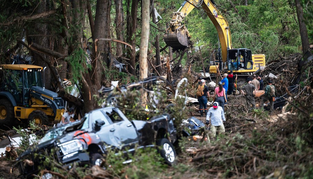 First responders carry out search and rescue operations near the Guadalupe River after a flash flood swept through the area, July 7, 2025, in Ingram, Texas. (AP)
