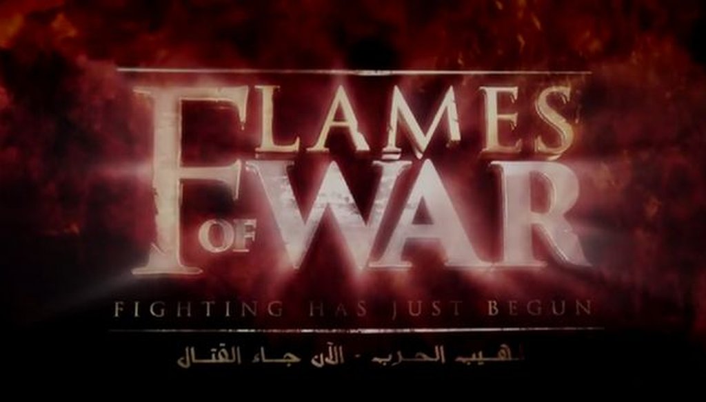 This is a screenshot of a portion of a movie-trailer-style video reportedly released by the Islamic State, also known as ISIS or ISIL.