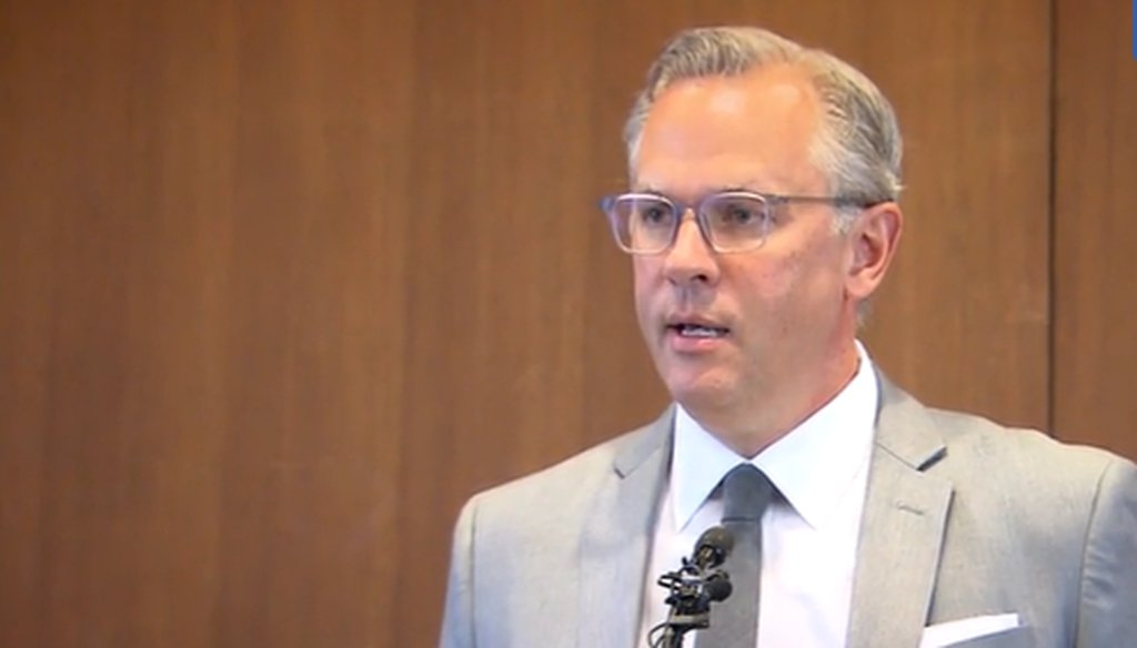 North Carolina Lt. Gov. Dan Forest speaks during a press conference in Raleigh in 2020. (WRAL screenshot)