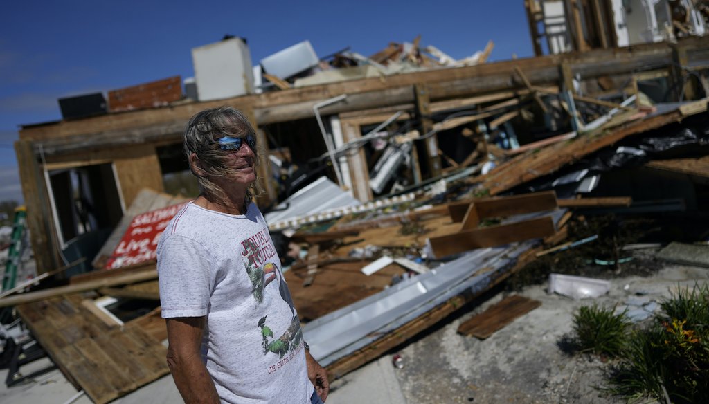 Robert Leisure surveys his business, Getaway Marina, which was destroyed during the passage of Hurricane Ian, in Fort Myers Beach, Fla., Thursday, Sept. 29, 2022. (AP)