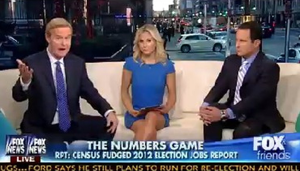The "Fox and Friends" group talked about alleged rigging of the September 2012 jobs report on their Nov. 19, 2013, show.