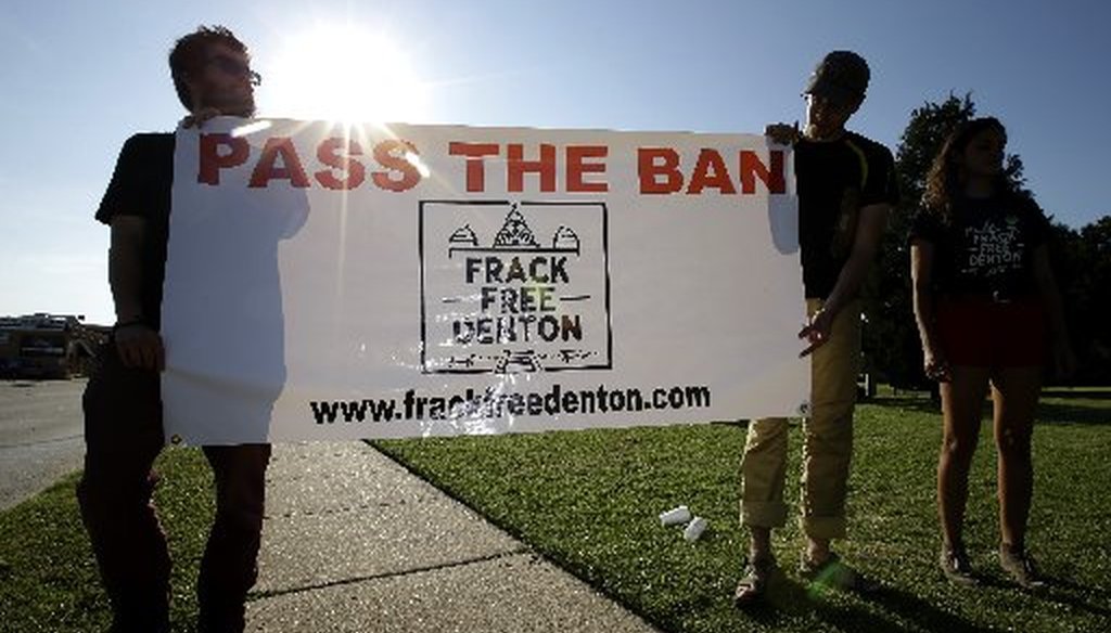 Denton voters approved a ban on hydraulic fracking in the North Texas city. Texas lawmakers said such regulation belongs to state agencies, sending Gov. Greg Abbott a proposal making that clear, advocates said. (Associated Press photo, Tony Gutierrez).