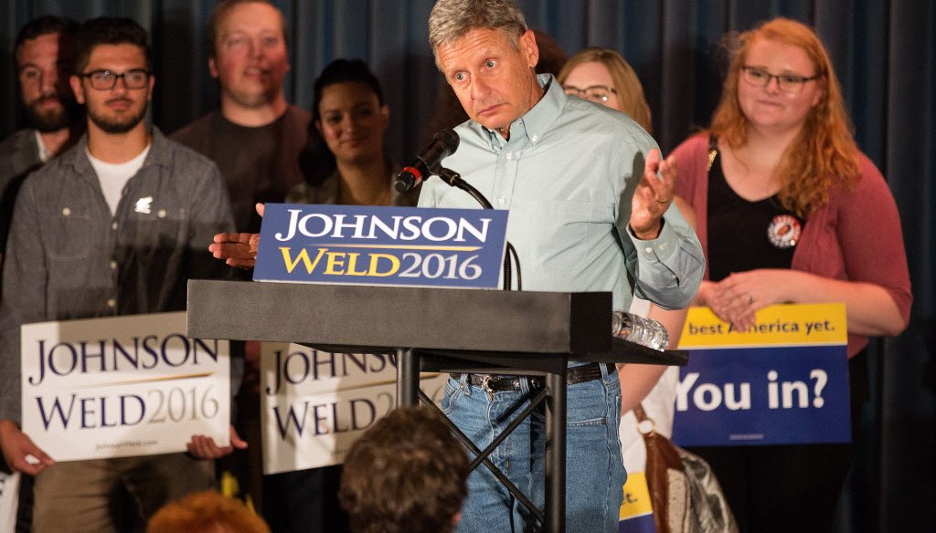 Libertarian presidential candidate Gary Johnson during a Milwaukee campaign appearance. (Gary Porter for the Milwaukee Journal Sentinel)