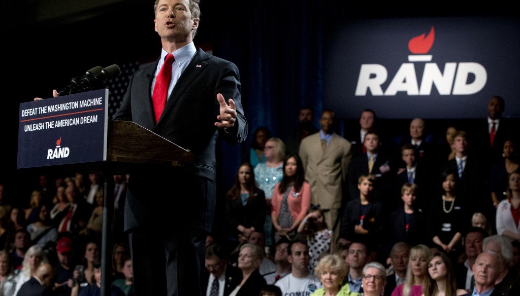 Rand Paul announces the launch of his campaign for president on April 7, 2015, in Louisville, Ky. (AP Photo)