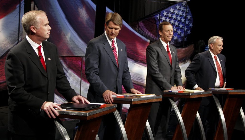 Republican U.S. Senate hopefuls Jeff Fitzgerald, Eric Hovde, Mark Neumann and Tommy Thompson prepare for their final debate.