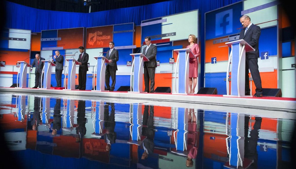The first seven GOP presidential candidates debated at 5 p.m. Thursday. The remaining 10 debate at 9 p.m. (AP)