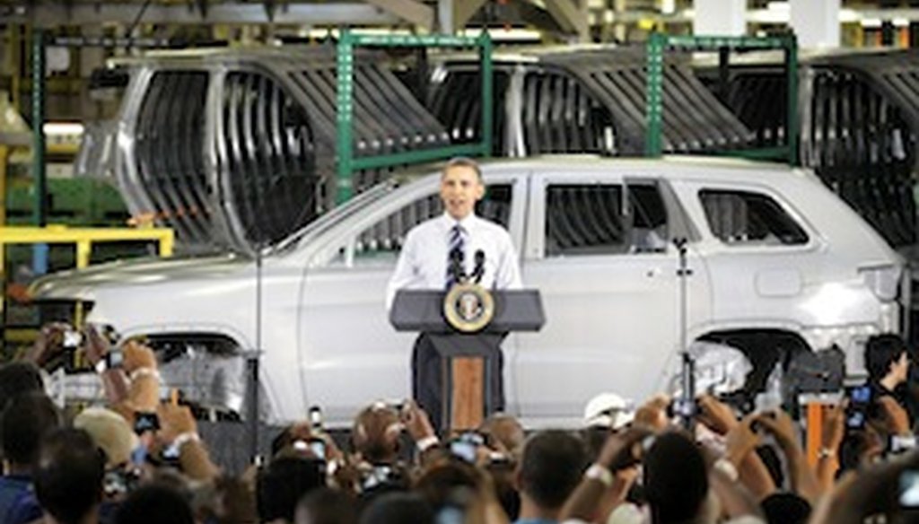 In 2010, President Obama visited a Chrysler plant in Detroit, Mich.