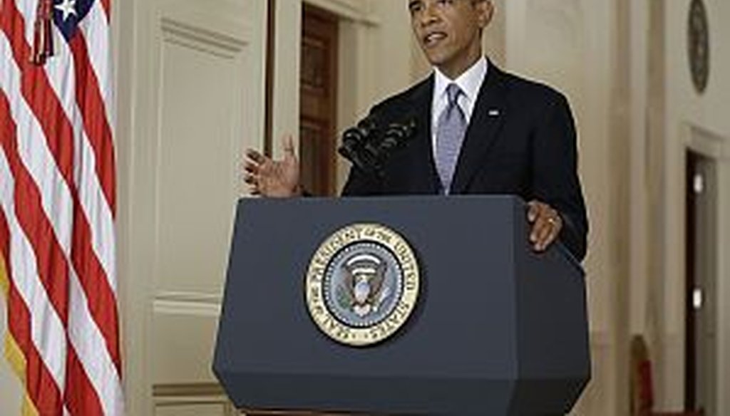 President Barack Obama addresses the nation in a live televised speech from the East Room of the White House on September 10, 2013.