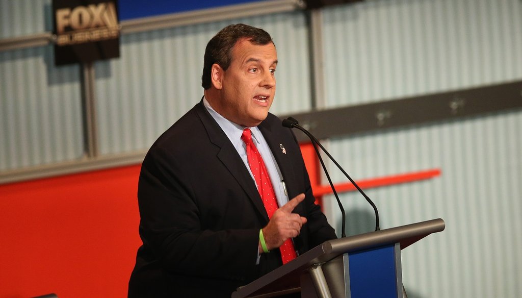 New Jersey Gov. Chris Christie speaks during the Republican Presidential Debate sponsored by Fox Business and the Wall Street Journal Nov. 10, 2015. (Getty Images)