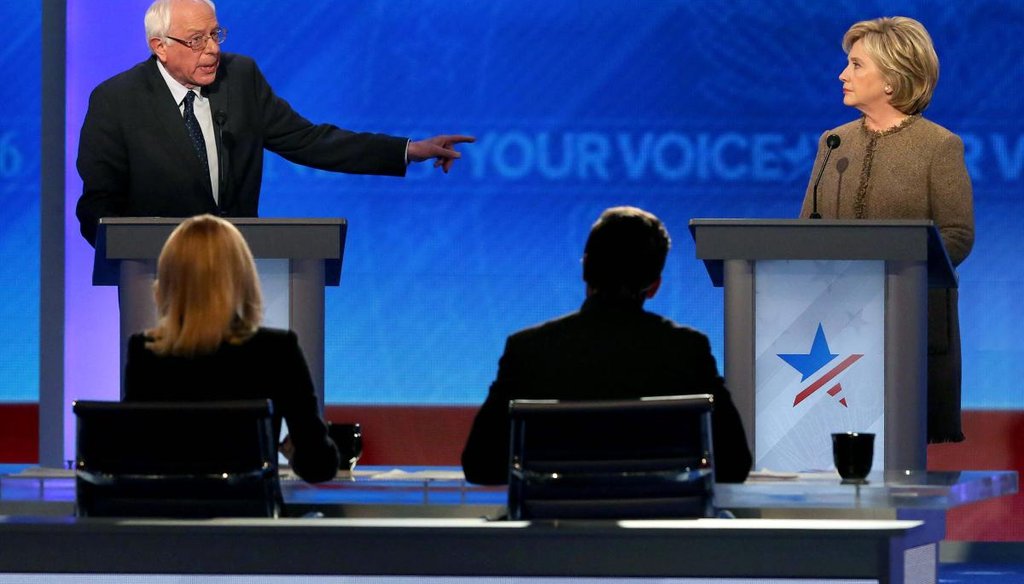 Bernie Sanders and Hillary Clinton debate in New Hampshire. (Getty)