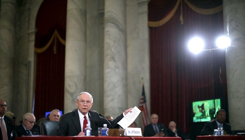 Sen. Jeff Sessions (R-AL) testifies before the Senate Judiciary Committee during his confirmation hearing to be the U.S. Attorney General January 10, 2017 in Washington, DC. (Photo by Chip Somodevilla/Getty Images)