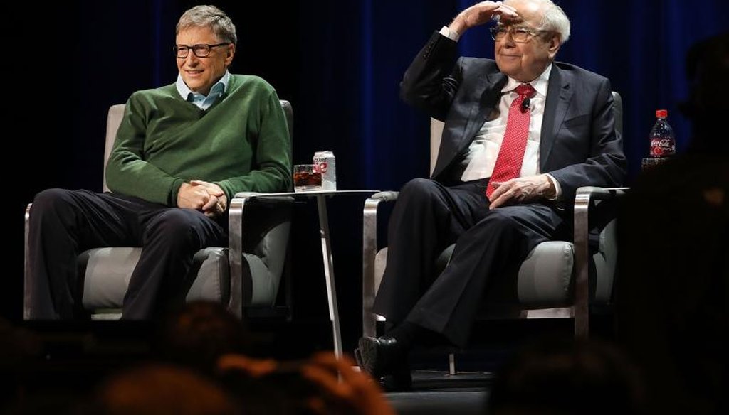 Bill Gates and Warren Buffett speak with journalist Charlie Rose at an event organized by Columbia Business School on January 27, 2017 in New York City. (Getty)