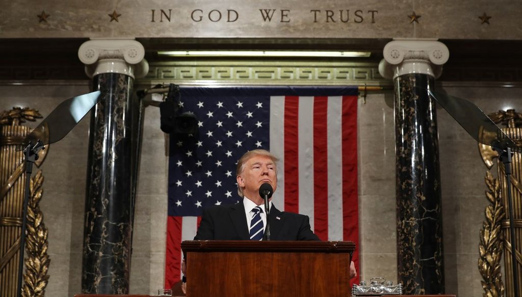 President Donald Trump addresses a joint session of Congress on Feb. 28 in the House chamber of the U.S. Capitol. (Photo by Jim Lo Scalzo - Pool/Getty Images)