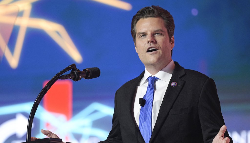 Rep. Matt Gaetz, R-Fla., speaks during the Turning Point USA Student Action Summit on July 23, 2022, in Tampa, Florida. (AP)