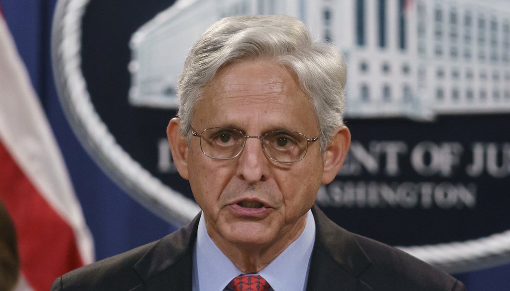 Attorney General Merrick Garland speaks to reporters at the Department of Justice. (AP)