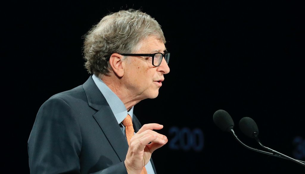 Billionaire philanthropist and Microsoft founder Bill Gates speaks during the Global Fund to Fight AIDS event in central France on Oct. 10, 2019. (Marin/AP)