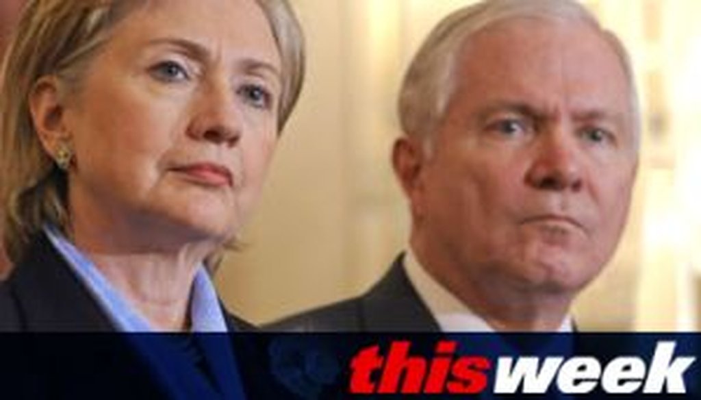 The guests on the show included Secretary of State Hillary Clinton and Defense Secretary Robert Gates.