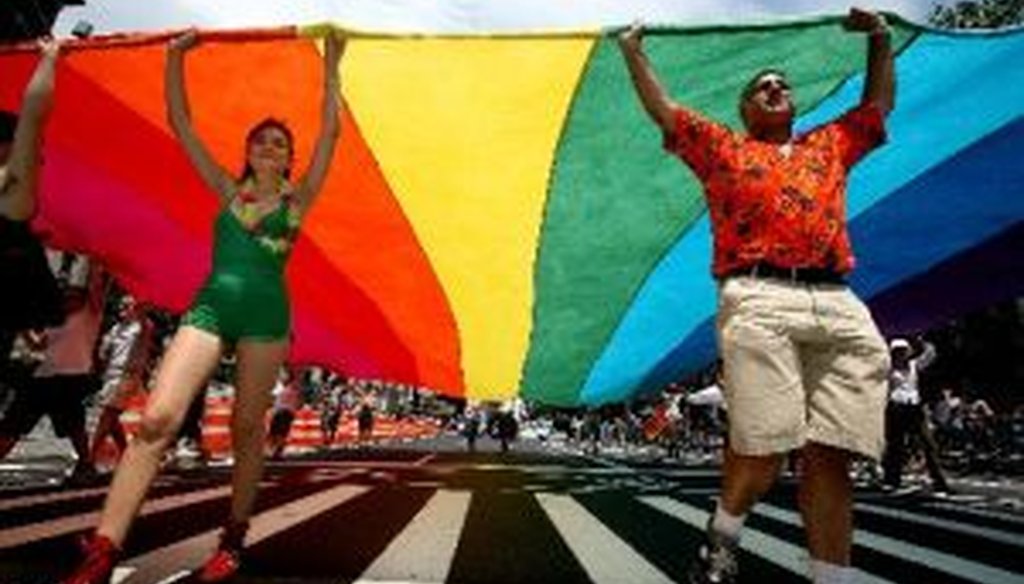 Marchers in a gay pride parade in New York. (2012 file photo)