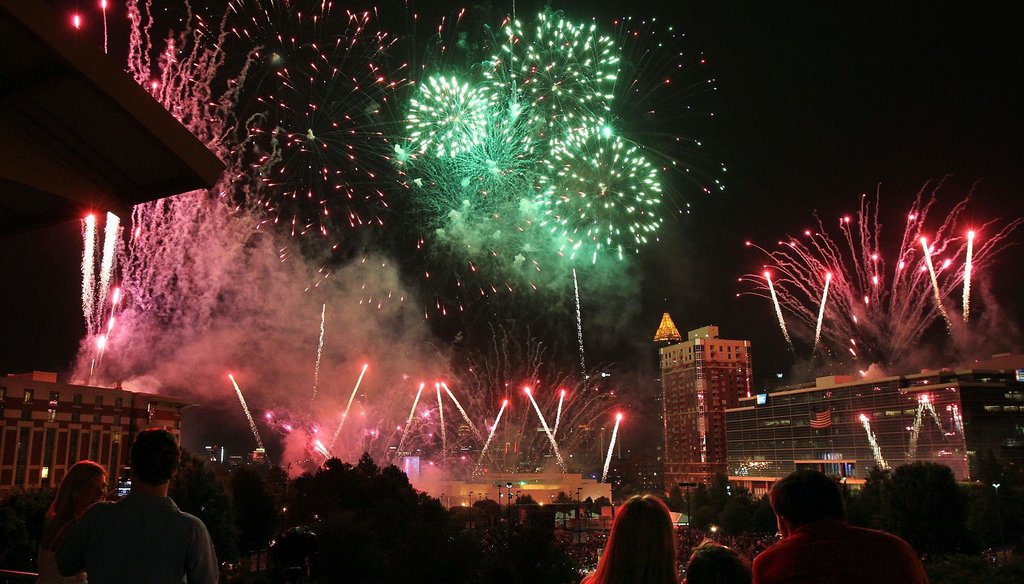 Spectators enjoy a fireworks show in Atlanta on July 4, 2012. Georgia lawmakers are considering legislation that would allow more types of fireworks to be sold in the state.