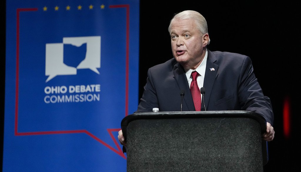 U.S. Senate Republican candidate Mike Gibbons gives a response during Ohio's U.S. Senate Republican Primary debate March 28, 2022. (Columbus Dispatch via AP)