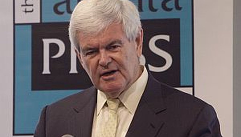 Newt Gingrich spoke at the Atlanta Press Club Wednesday. 