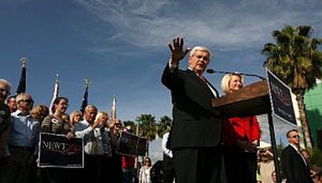Newt Gingrich at the River of Tampa Bay church in Brandon. (Tampa Bay Times photo by Stephen J. Coddington)