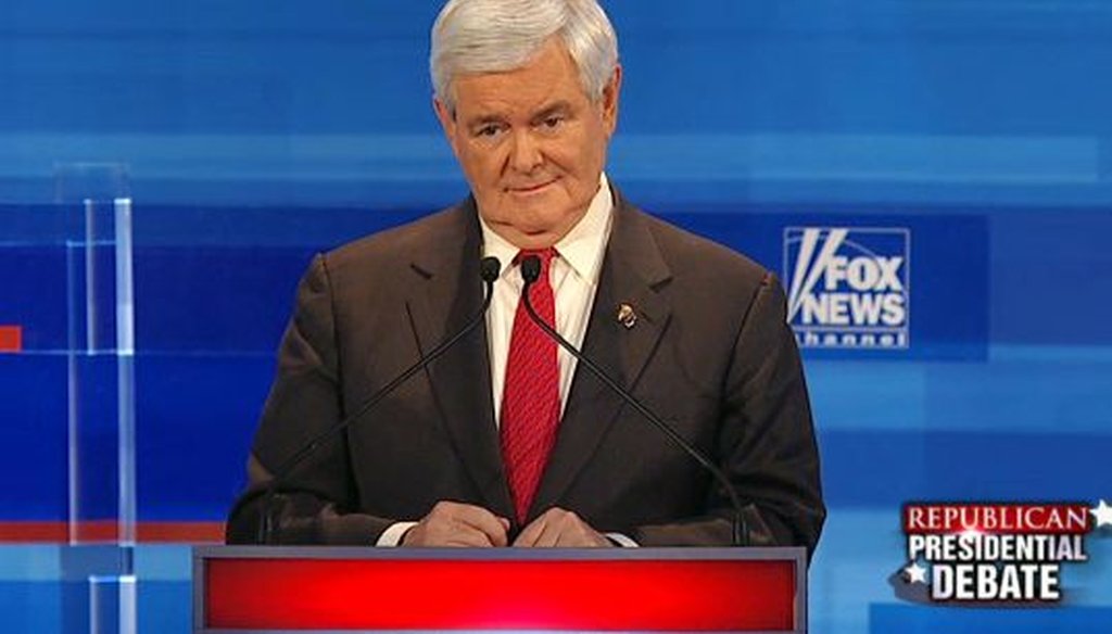 Newt Gingrich touted his accomplishments as House speaker during a Dec. 15, 2011, debate in Sioux City, Iowa.
