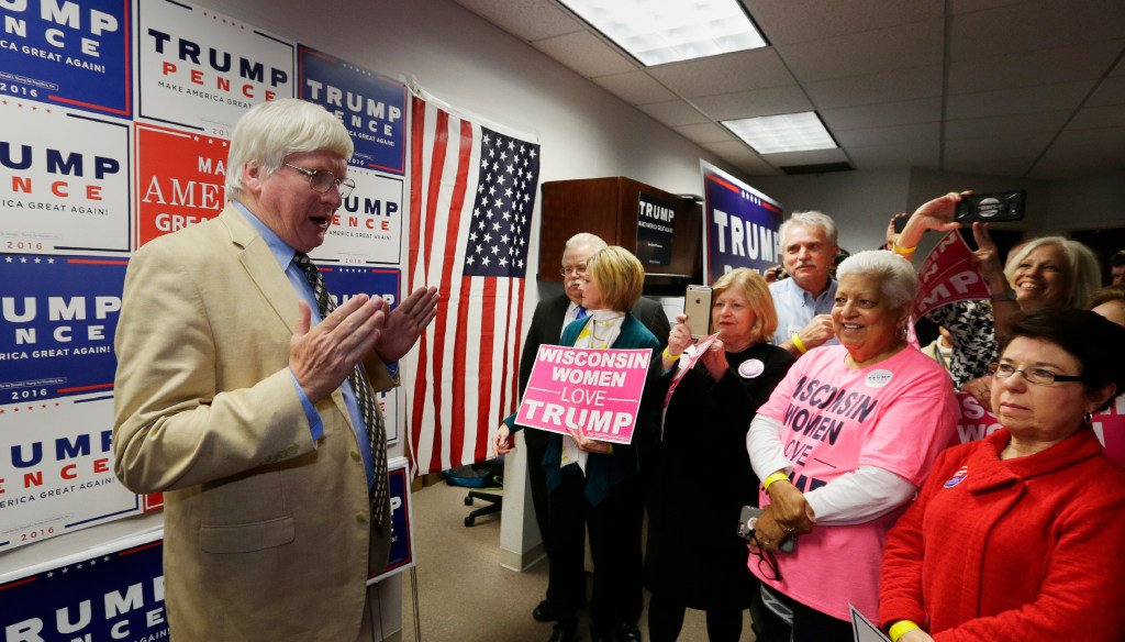 Is U.S. Rep. Glenn Grothman, R-Wis., shown here at a 2016 rally for Donald Trump, more partisan than every other member of the House? (Rick Wood/Milwaukee Journal Sentinel)