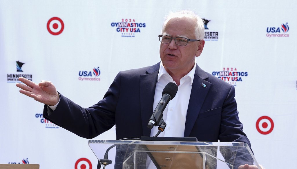 Minnesota Gov. Tim Walz speaks at a press conference, June 24, 2024, in Minneapolis. (AP)