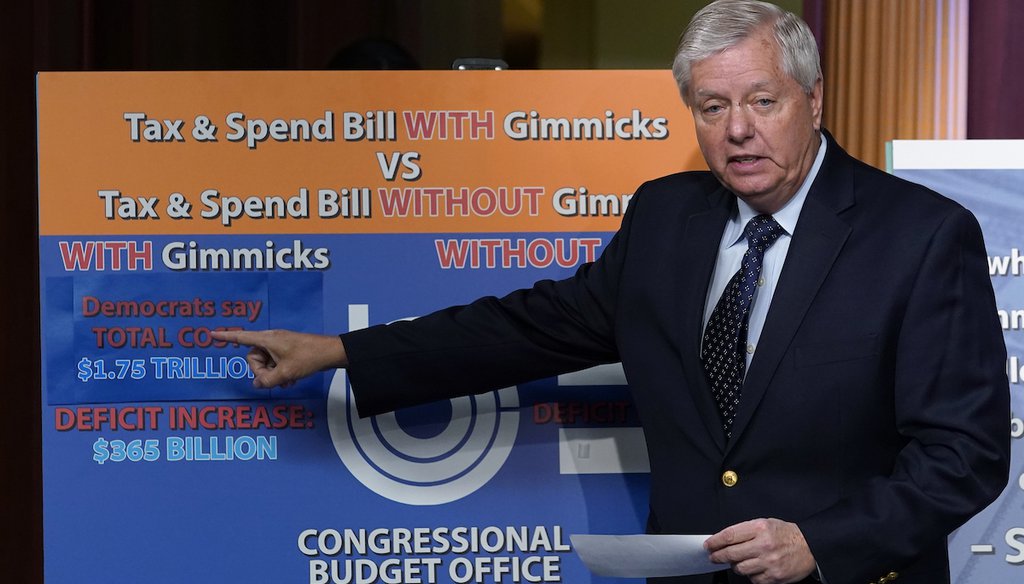 Sen. Lindsey Graham, R-S.C., talks about the Build Back Better bill during a news conference on Capitol Hill. (AP)