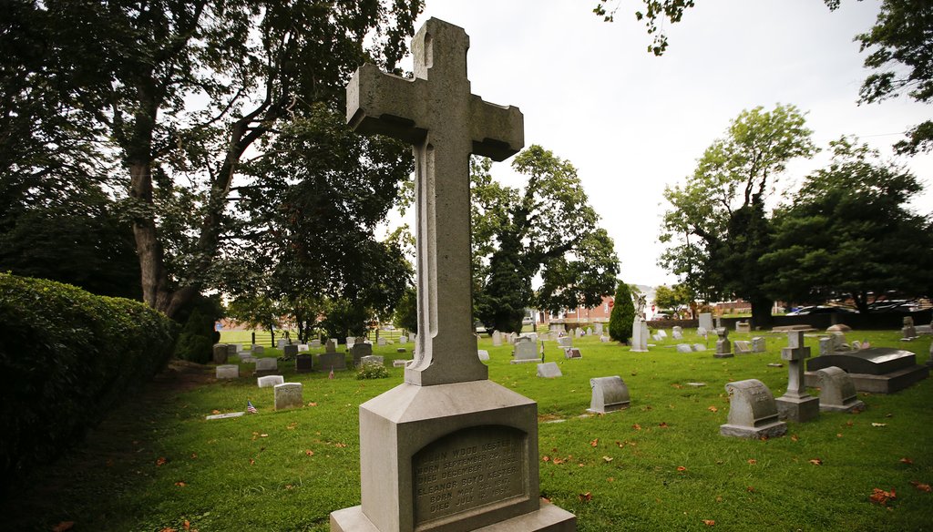 A headstone in the Old Trinity Church graveyard in the Lawndale section of Northeast Philadelphia on Monday, September 9, 2019. YONG KIM / Inquirer Staff Photographer