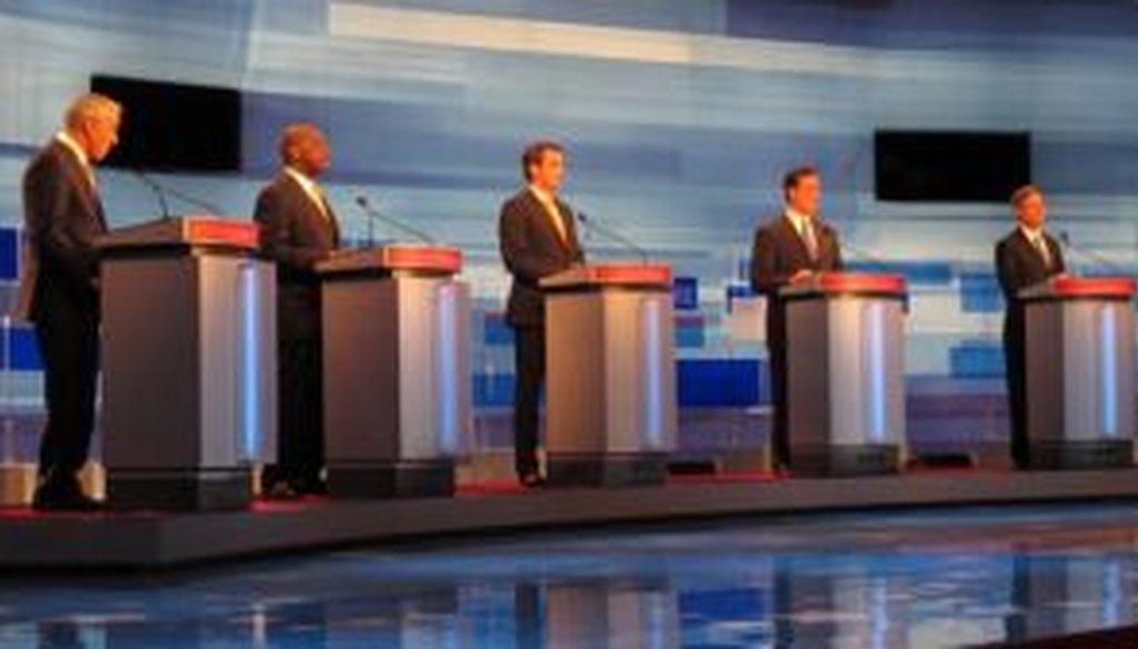 Five Republican presidential candidates met for a debate on May 5, 2011, in Greenville, S.C.