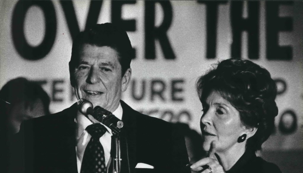 President Ronald Reagan and his wife, Nancy, shown at Serb Hall in Milwaukee. (Milwaukee Journal Sentinel files)