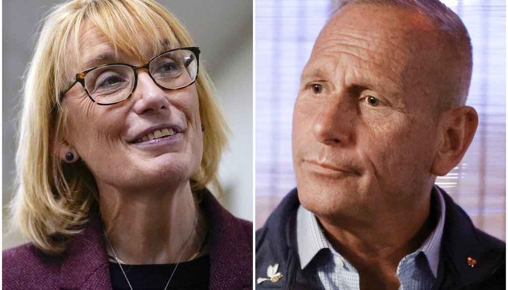 Sen. Maggie Hassan, D-N.H., and Republican Don Bolduc, shown here in October 2022 photos, are competing in the 2022 U.S. Senate election in New Hampshire. (AP)