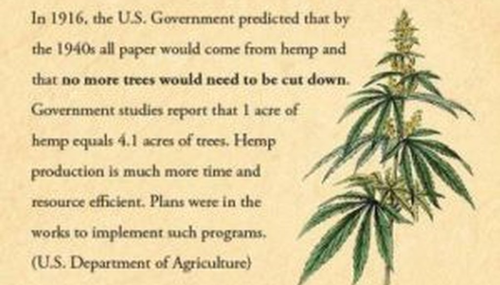 A reader sent us this Internet meme on a government prediction about hemp cultivation 98 years ago. Is it accurate?