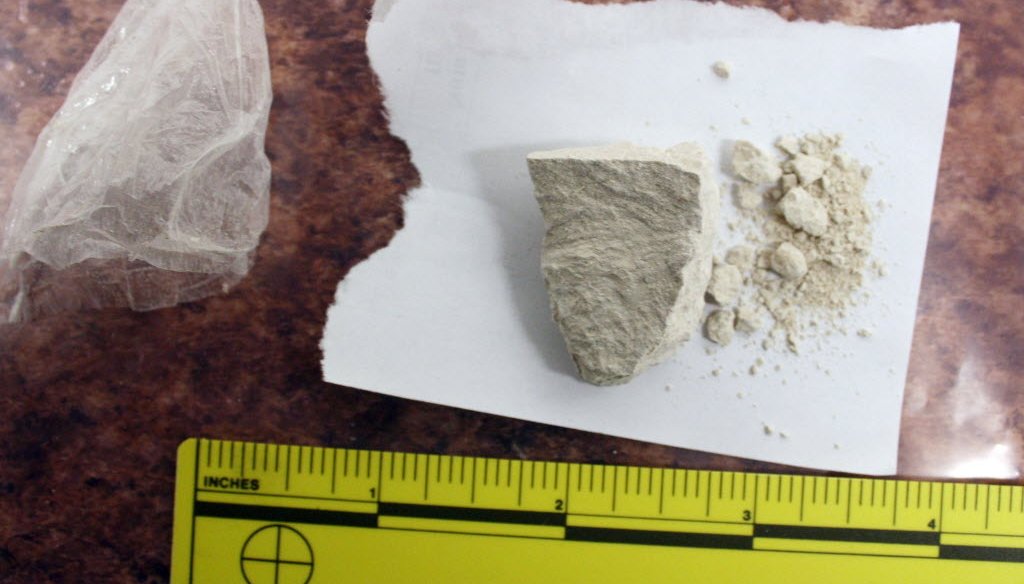 Approximately 9 grams of heroin seized by the Marinette County Sheriff's Office in northeastern Wisconsin.