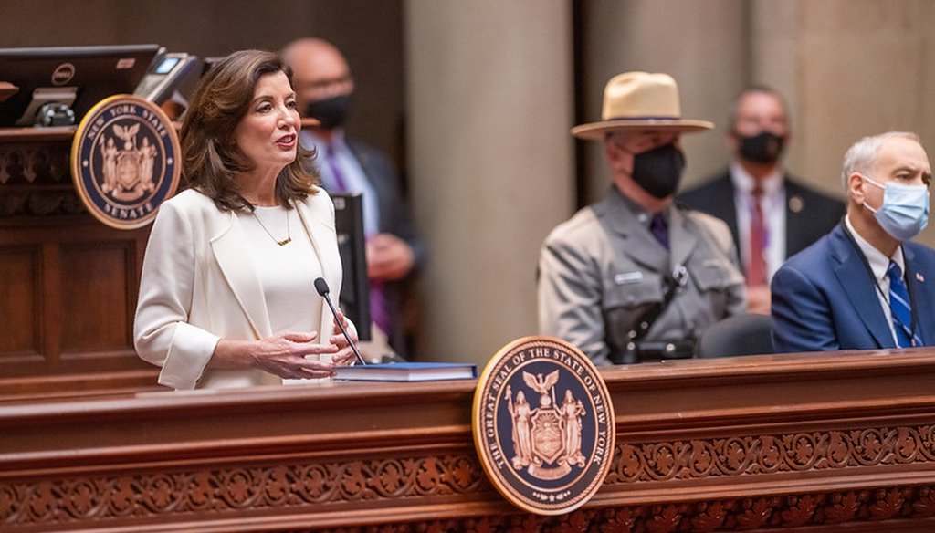 Gov. Kathy Hochul delivers the State of the State address in the State Capitol on Jan. 5, 2022. (Gov. Kathy Hochul's office.)