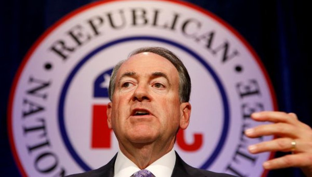 Republican presidential candidate Mike Huckabee speaks at the Republican National Committee spring meeting luncheon on May 15, 2015, in Scottsdale, Ariz.