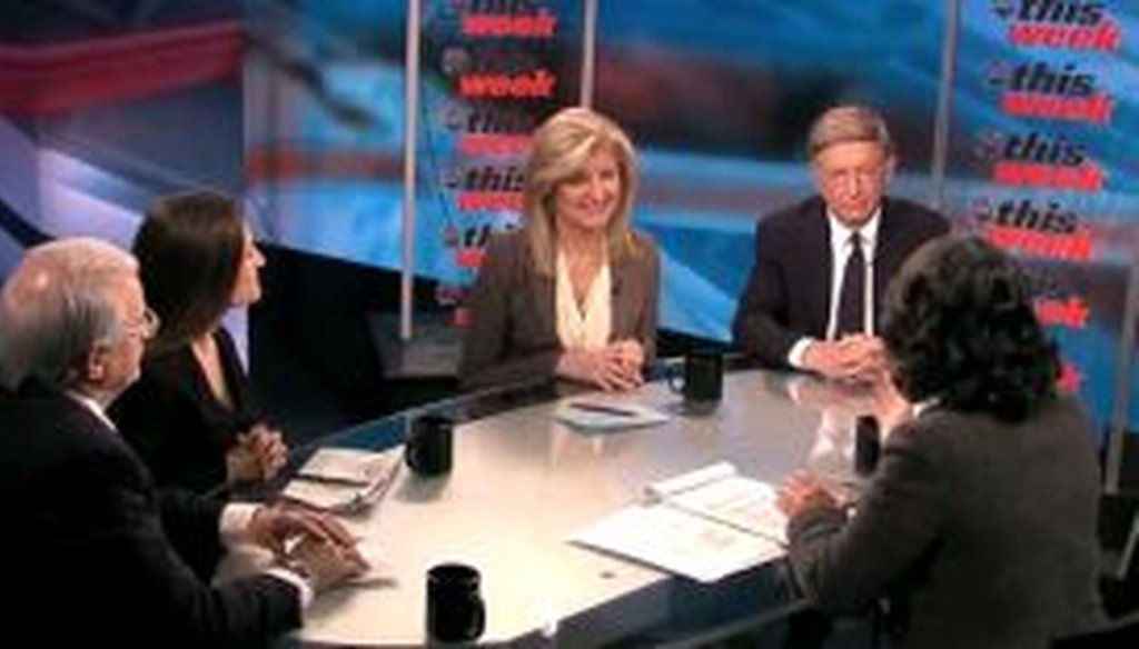 On the May 1, 2011, edition of ABC's "This Week," Arianna Huffington (center) said that the recent decline in unemployment had more to do with people leaving the labor force rather than jobs being created. We check her claim.
