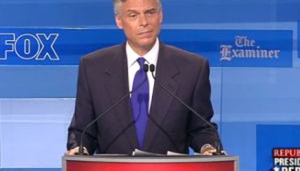 Former Utah Gov. Jon Huntsman was one of eight candidates to take part in a debate in Ames, Iowa, on Aug. 11, 2011.