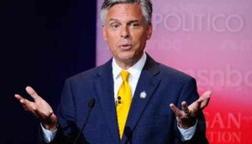Republican presidential candidate Jon Huntsman took part in the GOP presidential debate at the Reagan Presidential Library on Sept. 7, 2011.