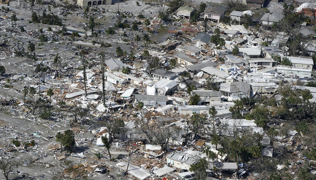 Damaged homes and debris are shown in the aftermath of Hurricane Ian, Thursday, Sept. 29, 2022, in Fort Myers Beach, Fla. (AP)