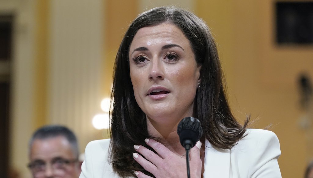 Cassidy Hutchinson, former aide to Trump White House chief of staff Mark Meadows, testifies before the House select committee investigating the Jan. 6 attack on the U.S. Capitol, June 28, 2022. (AP)
