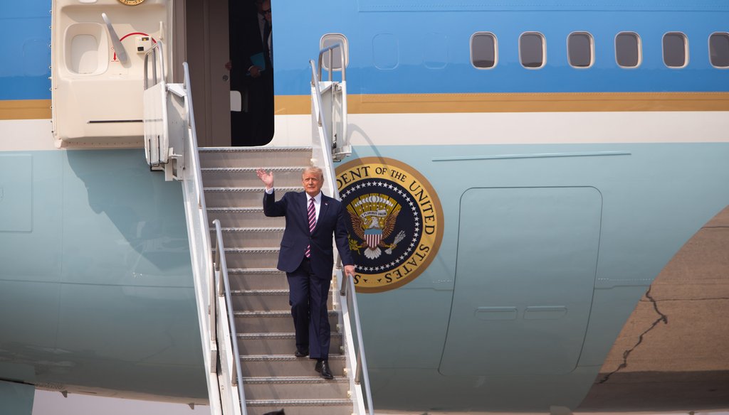 President Donald Trump arrives in Sacramento on Sept. 14, 2020. Andrew Nixon / CapRadio