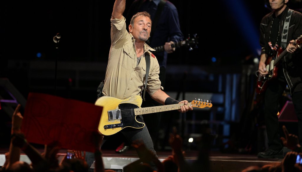 Bruce Springsteen in concert at Raleigh's PNC Arena, in 2014
