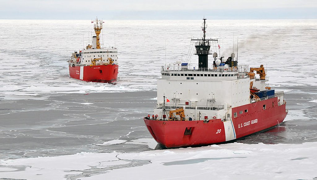 The Canadian Coast Guard ship Louis S. St-Laurent makes an approach to the Coast Guard Cutter Healy in the Arctic Ocean, Sept. 5, 2009. (Coast Guard) 