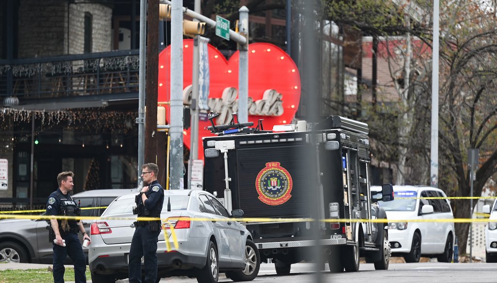 The Austin Police Department and the FBI investigate a shooting at Buford's on 6th Street on March 1, 2026, in Austin, Texas. (AP)